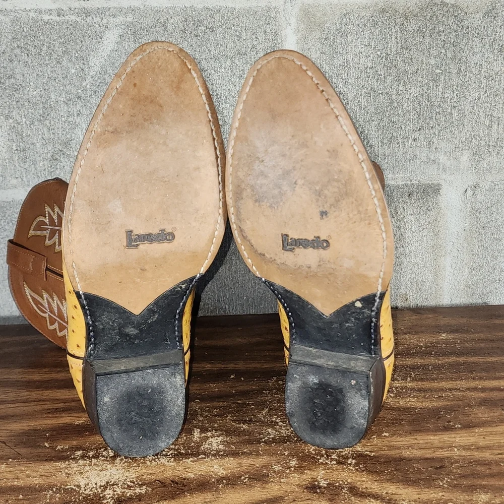 Vintage Laredo Cowboy Ostrich Boots Mens Size 12EW Model# 69032